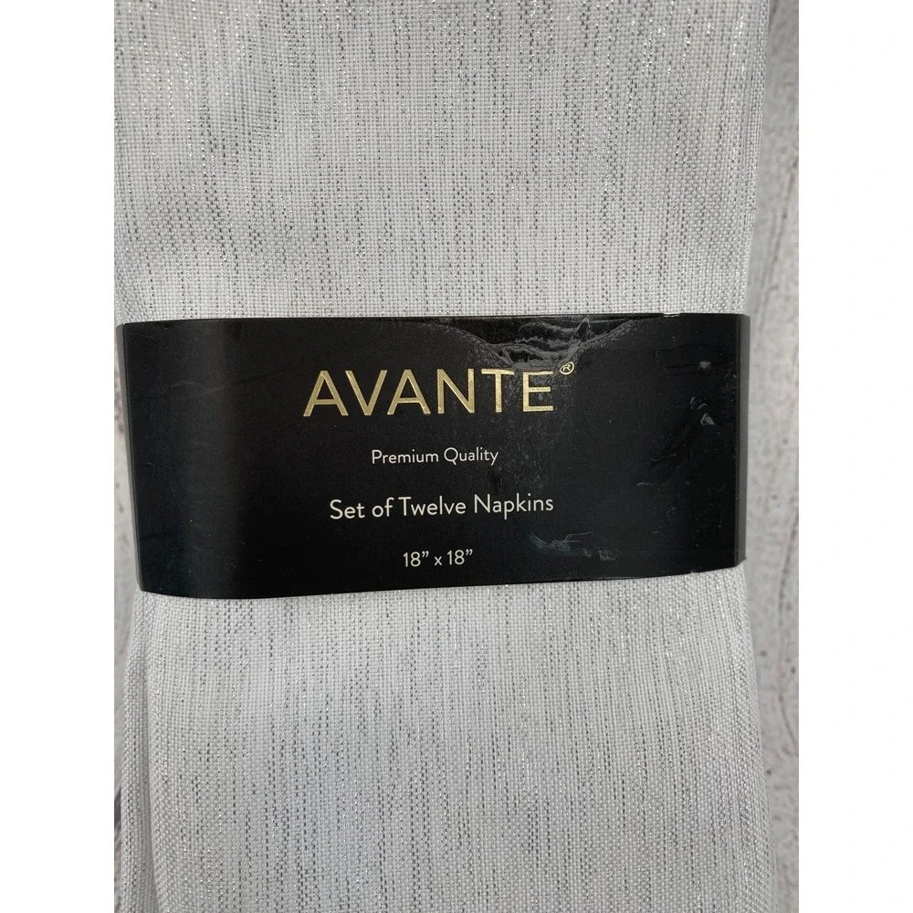 Avante Cloth Napkins 18x18 Silver (Set of 12) Metallic Shimmer Festive Holiday